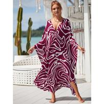 Moteriška Boho Cover Up, didesnio dydžio kontrastinga laisvai priglundanti „Vacay Beach Kaftan“ suknelė One Size
