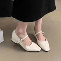 2024 Solid Med Heel 2024 Pumps for Women 2024 New Hot Sale Summer Casual Slip-on Ladies Shoes Slip-on Shallow Pu Pumps 35