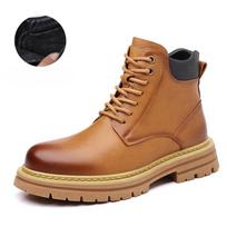 Madingi Retro Odiniai Neslystantys Platforminiai Batai Vyrams Dizainerio Minkšto Padu Rudens Žiemos Vyriški Batai Madingi Laisvalaikio Vyriški Darbiniai Batai 38 brown