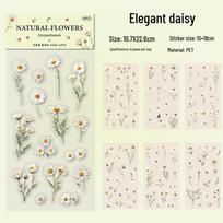 Tulpės užrašinės lipdukų rinkinys - PET Retro augalų kraštovaizdžio dekoras Elegant daisy beige