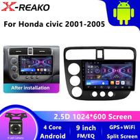 9 colių belaidis automobilinis radijas, skirtas Honda Civic 2001-2005 jutikliniam ekranui CarPlay Android Auto automobilio vaizdo grotuvas su GPS navigacijos kamera USB 4 core 1GB+32GB carplay