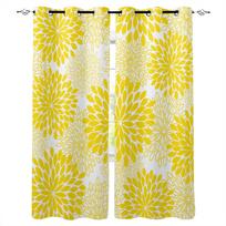 Dahlia Abstract Flower Yellow Blackout Curtains for Children Kids Home Decor Bedroom Living Room High Shading Window Curtains W135 x H60cm