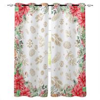 Christmas Flowers And Pine Leaves Blackout Curtains for Kids Home Decor Bedroom Living Room High Shading Window Curtains W135 x H60cm