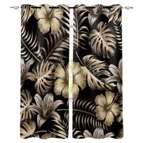 Tropical Plants Flowers Blackout Curtains For Kitchen Bedroom Kids Room Window Treatment Curtains for Living Room W135 x H60cm