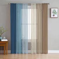 Retro gradiento medžio rašto tiulio užuolaidos svetainei, virtuvei, dekoravimui, šifono langų apmualai, plonos voile užuolaidos W135 x H115cm x1&Grommet Top gray