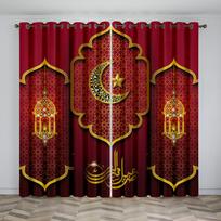 Ramadano festivalio purpurinio rašto užuolaidos langų dekoravimas kišenės įmautės poliesterio užuolaidos miegamasis svetainė namų dekoravimas 1x50W60H(CM)&Hook pink