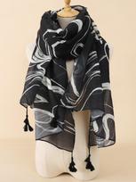Spain Fashion Daisy Floral Tassel Viscose Shawl Scarf Lady Print Soft Pashmina Stole Wrap Snood Bufandas Muslim Hijab Sjaal One Size gray