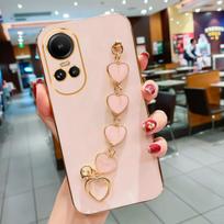 Prabangi dengta meilės širdelės apyrankės grandinėlės dėklas Oppo Reno 10 9 8 7 6 5 Lite Pro galiniam dangteliui ant Reno10 Reno8 Reno7 Reno6 Reno5 Reno 10