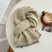 Soft Waxy Retro Premium Wool Scarf Women'S Season Warm Single Product Thickened Knitted Scarf Solid Color College Style chaki