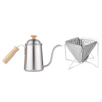 Camping Coffee Pot Set Drip Kettle with Long Spout Tea for Business Trip without filter paper white