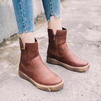 Madingi batai moterims Punk stiliaus Odiniai batai moterims Plokščiapadžiai su užtrauktuku Ankle boots para mulheres aukšti batai mujer jkm9 9 juoda