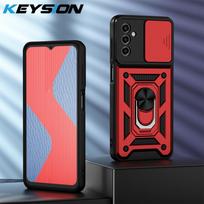 KEYSION Atsparus smūgiams dėklas, skirtas Samsung A16 5G, silikono ir kompiuterio slankiojančios kameros objektyvo apsauginis žiedas, telefono dangtelis, skirtas Galaxy A16 4G 5G for Samsung A16 raudona