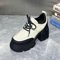 Fashion Fashion Lefu Shoes Women's 2024 Autumn New Thick Sole Single Shoes Lace Up Small Leather Shoes Casual Single Shoes Platform 35