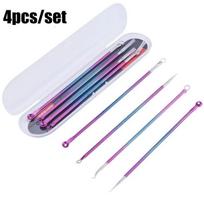 4PCS Colored Acne Needles, Stainless Steel Double Head Beauty Needles, Facial Blackhead Treatment Tools 4pcs/set įvairiaspalvis