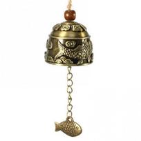 Chinese Fish Pattern Feng Shui Bell Blessing Good Luck Fortune Hanging Wind Chime Hanging Home Decorations brown