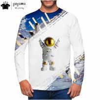 Astronaut Print Men's Long Sleeve T-shirt Men's Clothing Fashion T shirt Men Casual Hip Hop T-shirts for Men Astronaut T-shirt 6XL white