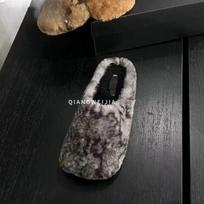 Fashion Leopard Fur Slippers Flats Fad Snow Boots Casual Mules Cotton Shoes Woman 2025 Trend Winter Warm Flip Flops New Mujer Zapatos 35