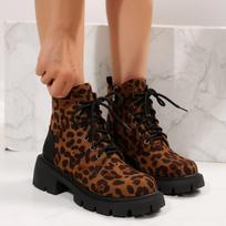Fashion Shoes for Women 2024 Fashion Lace Up Women Boots Winter Round Toe Leopard Print Short Barrel Chunky Heels Zipper Plus Size Boots 36 leopardo rašto spalva