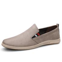 Fashion Men Casual Leather Loafers Man Leisure Walk Shoes Comfy Mocasines Slip-On Boat Shoes Handmade Driving Footwear Light Lazy Flats 37 smėlinė