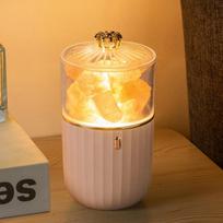 Air Humidifier Crystal Salt Stone Essential Oil Diffuser Wireless Aroma for Bedroom rožinė