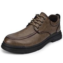 Fashion All-match Leather Men's Oxfords Shoes Fashion Office Shoes Luxury Men Lace-Up Casual Shoes Brand Classic Men Shoes for Wedding 38 chaki