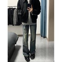 Hong Kong Trendy Men'S Summer New 2024 Personalized Letter Jeans Hip Hop Ins Trendy High Street Trendy Rascal Handsome Pants S mėlyna
