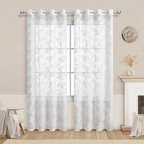 1 vnt. perforuotos užuolaidos su drugelių ir gėlių raštu, skirtos įvairiapusiškam naudojimui buityje 100X130CM&Grommet Top white