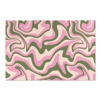 Green Pink Wavy Trippy Rug Funky Retro Danish Pastel Area Rug for bedroom aesthetic Retro Carpet for living room Y2k decor Rugs 40X60cm-16x24in pink