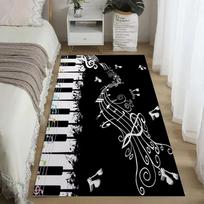 Juodas pianino klavišų 3D spausdintas kilimas kilimai svetainei miegamajam didelis muzikinis kilimas kilimėliai vaikų miegamajam prie lovos svetainei 80x120cm-32x47in black