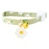 Pet Collar Safety Buckle Adjustable Bell Sunflower Dog Cat Neck Strap žalia