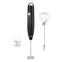 Milk Frother Mixer Rechargeable Handheld for Coffee with 2 Whisks,USB Electric Hand Blender Stick,3 Speed Frother Wand-B CHINA black