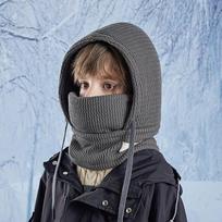 Vaikiška kepurė-kaukė-šalikas, integruota kepurė, žieminė, berniukams, mergaitėms, atspari šalčiui, šilta, aviacinė kepurė, aksominė, su ausų apsauga, kepurė tamsiai pilka spalva