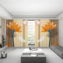 Modern Light Luxury Nordic Style High Blackout Curtains Plant Flower Tulip Pattern Living Room Bedroom Balcony Blackout Curtains W55 X H120cm X 2&HOOK