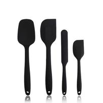 4pcs Food Grade Silicone Spatula High Heat Resistant Non Stick Dishwasher Safe BPA-Free Kitchen Utensils For Baking black