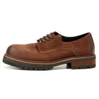 16-2 Oil Wax Matte Big Head Leather Shoes Retro Round Head Tooling Shoes Thick Sole Fashionable Simple Casual Leather Shoes 38