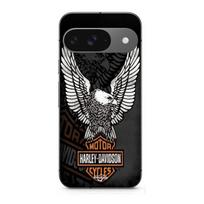 Case - MANIACASE - Google Pixel 9 - Silicone - Black - Harley-Davidson Eagle Pattern juoda