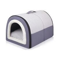 Semi Enclosed Dog House Detachable Washable Cat Nest Thickened Dual-purpose Pet Nest Portable Handle House for Cats Puppy Warm S 35x27x25cm white