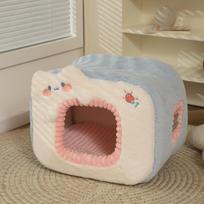 Cute Cat Bed Warm Pet House Kitten Cave Cushion Comfort Cat House Dog Basket Tent Puppy Nest Small Dog Mat Supplies Bed For Cats 46X32X33CM