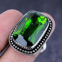Peridot brangakmenio rankų darbo 925 sidabrinis dovanos papuošalų žiedas 8,5 dydžio Q4w16 black