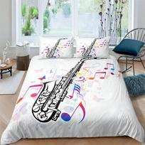 Saksofono antklodės užvalkalų rinkinys Besisukantys muzikos garsai Patalynės rinkinys Muzikos instrumentas Retro Džiazo muzikos tema Viengulis antklodės užvalkalas vaikams 135x200cm 2pcs