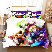 Splatoon Bedding Set Single Twin Full Queen King Size Kawaii Boysgirls Bed Set Aldult Boys Bedroom Duvet cover Sets 3D Print 70x133cm 2pcs beige