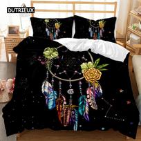 Sapnų gaudyklės antklodės užvalkalų rinkinys Boho Mandala Viengulis patalynės komplektas 3 vnt. mergaitėms suaugusiems Violetinė sapnų gaudyklė Poliesterio antklodės užvalkalas EU single(135x200cm)