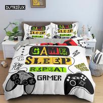 3D Gamepad Printed Bedding Set Gaming Theme Duvet Cover Microfiber Fabric Quilt Cover Queen King Size Polyester Comforter Cover EU single(135x200cm) gray