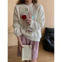 Rudens ir žiemos retro blizgučiai tuščiaviduris laisvo mezgimo megztinis one size fits all rožinė