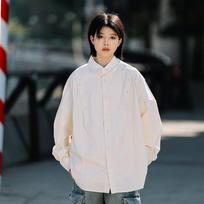 2024 Overalls Long Sleeve Shirt Japanese Hong Kong Style Ins Loose Shirt Boys Summer Trendy Versatile Casual Coat M abrikosas