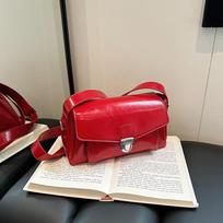 Vintage Oil Wax Leather Simple Small Square Bag Fashion Commuter All-matched Crossbody Bag Ladies  New Shoulder Bag (20cm<Max Length<30cm)