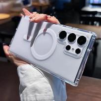 Prabangus Magsafe magnetinis skaidrus rėmelis telefono dėklas Samsung Galaxy S24 Ultra, skirtas Samsung S21 S22 Plus S23 FE S24+ dangtelis Samsung S21 skaidri