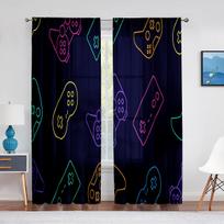Boys Gaming Curtain Teens Gamepad Video Games Controller Window Curtains for Living Room Kids' Bedroom Decor 2panels cortinas (W50H130cm)-2pcs&Hook
