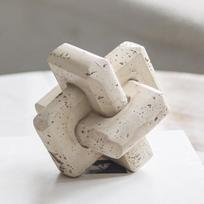 Wabi-sabi Style Abstract Geometric Ring Buckle Imitation Travertine Rough Art Ornaments Living Room Model Room Hotel B&B Decorations beige