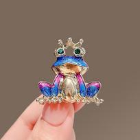 Cute Crown Frog Brooch High-End Female Design Sense Niche Pin Anti-Light Buckle Corsage Clothes Accessories